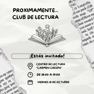 Próximamente Club de Lectura en el Centro de Lectura "Carmen Crespo"